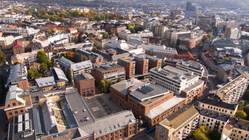OsloMet Campus Pilestredet sett ovenfra