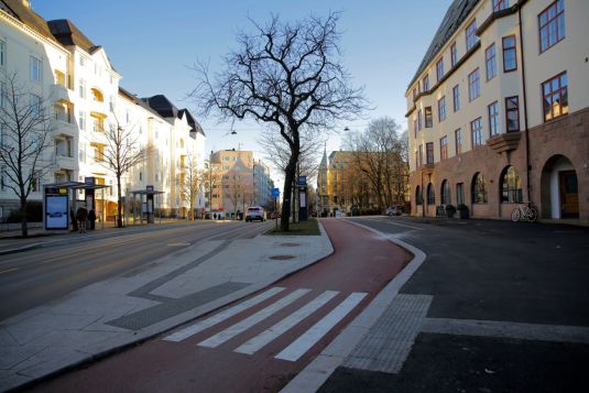 Bygdøy allé med sykkelfelt og nye bussholderplasser